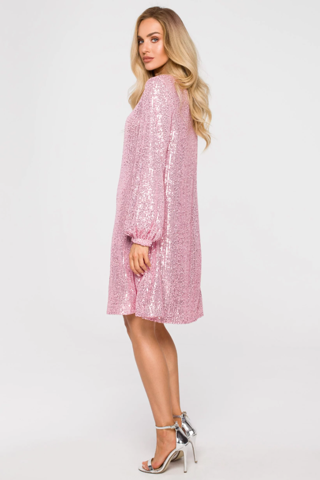 Women's Sequin Dress With Puff Sleeves