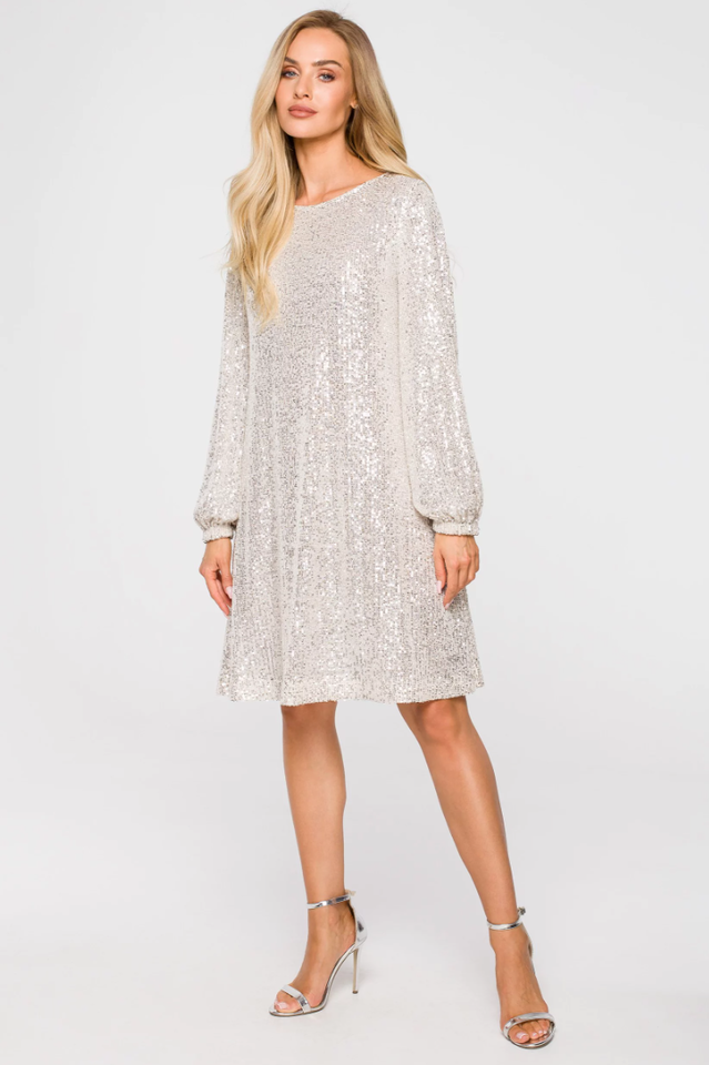 Women's Sequin Dress With Puff Sleeves