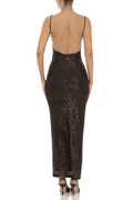 Women's Copper Sequin Bodycon Maxi Dress