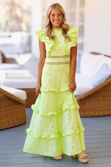 Women's Jami Lace Midi Dress Lime Green