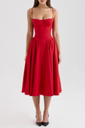 Women's Samaria French Navy Corset Sundress Red