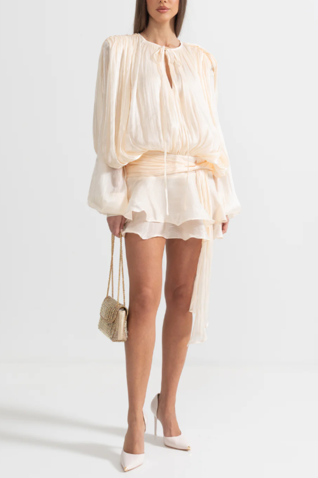 Women's Ruffled Mini Dress With Flowing Silhouette