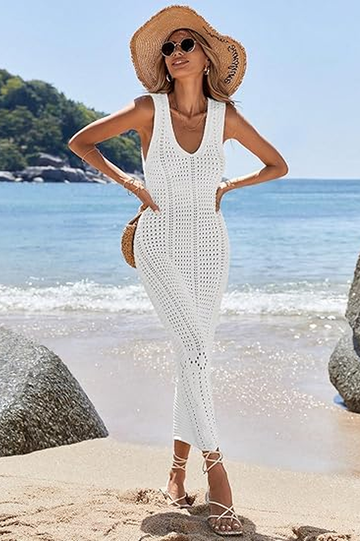Women's Hollow Out Sleeveless Sweater Dress
