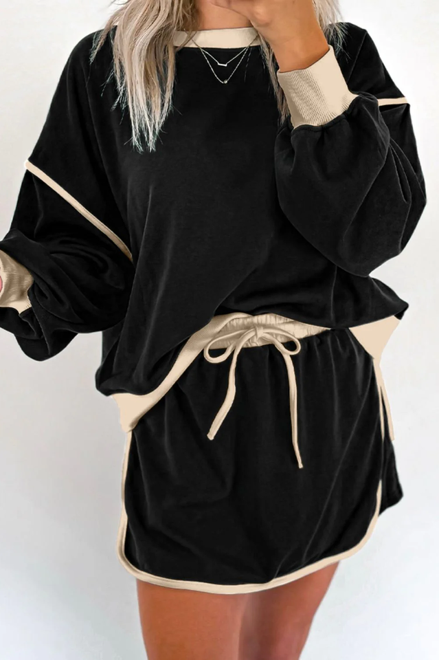 Women's Rosey Red Pullover & Skort Set Black XL