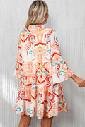 Women's Tribal Bracelet Sleeve Buttoned Mini Dress