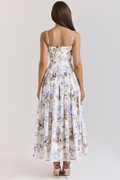 Women's Vintage Rose Print Cotton Midi Sundress