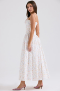 Women's Vintage Rose Print Cotton Midi Sundress