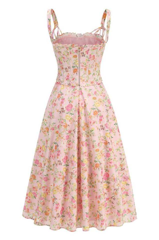 Women's Clarabelle Pink Meadow Print Cotton Sundress