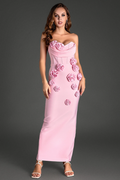 Women's Marwond Corset Strapless 3D Floral Dress Blush