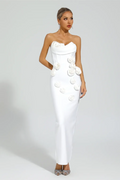 Women's Marwond Corset Strapless 3D Floral Dress White