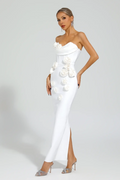 Women's Marwond Corset Strapless 3D Floral Dress White XS