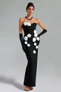 Women's Marwond Corset Strapless 3D Floral Dress White Black