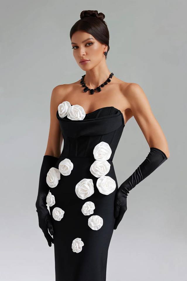 Women's Marwond Corset Strapless 3D Floral Dress
