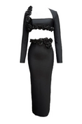 Women's Dellis Flower Bandage Skirt Set Black