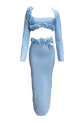 Women's Dellis Flower Bandage Skirt Set Blue