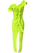 Women's One Shoulder Ruffle Maxi Dress