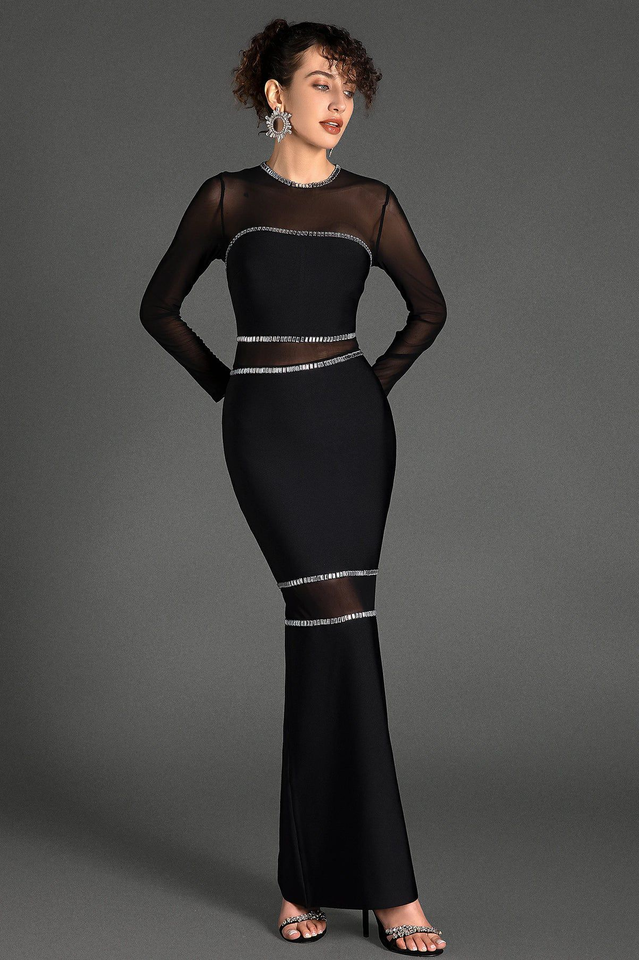 Women's Boyle Black Mesh Bandage Dress Black