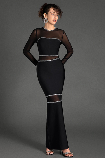 Women's Boyle Black Mesh Bandage Dress Black
