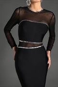 Women's Boyle Black Mesh Bandage Dress