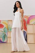 Women's Florence Asymmetrical Chiffon Maxi Dress with Scarf