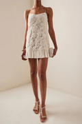 Women's Beverly Floral Applique Pleated Mini Dress