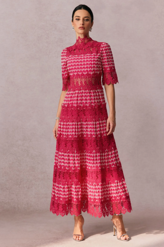 Women's Sabrina Embroidered Lace Midi Dress