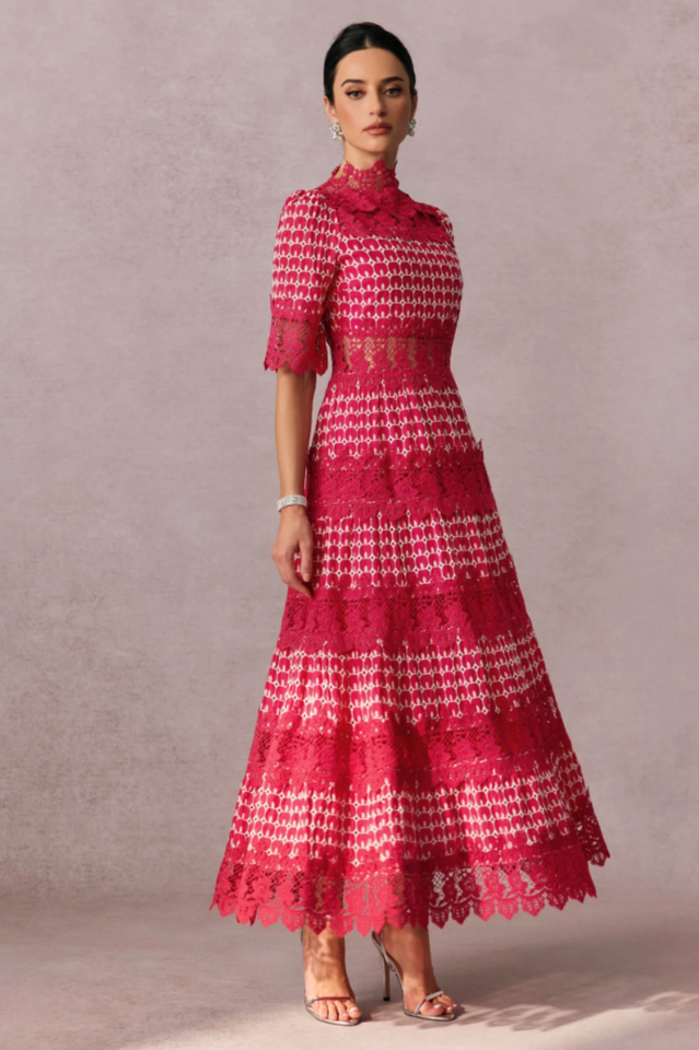 Women's Sabrina Embroidered Lace Midi Dress