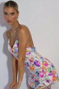 Women's Fanny Embroidered Sequins Backless Mini Dress