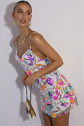 Women's Fanny Embroidered Sequins Backless Mini Dress