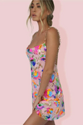 Women's Fanny Embroidered Sequins Backless Mini Dress