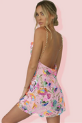 Women's Fanny Embroidered Sequins Backless Mini Dress