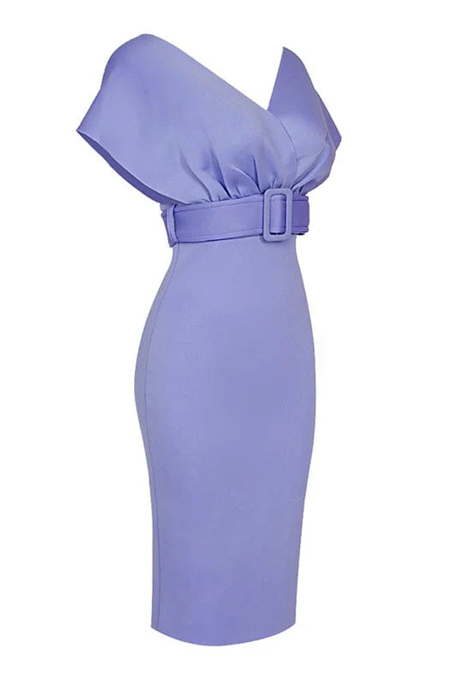 Women's Off The Shoulder Belt Midi Dress