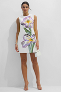 Women's Vera Floral Applique Sleeveless Mini Dress White