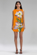 Women's Vera Floral Applique Sleeveless Mini Dress Orange