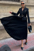 Women's Florence Belted Blazer Pleated Skirt Set