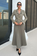 Women's Florence Belted Blazer Pleated Skirt Set