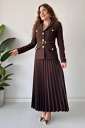Women's Florence Belted Blazer Pleated Skirt Set