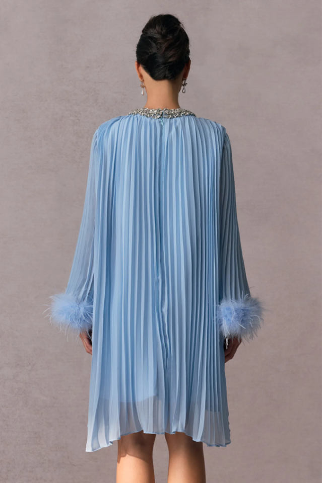 Women's Gabrielle Diamante Feathered Pleated Mini Dress