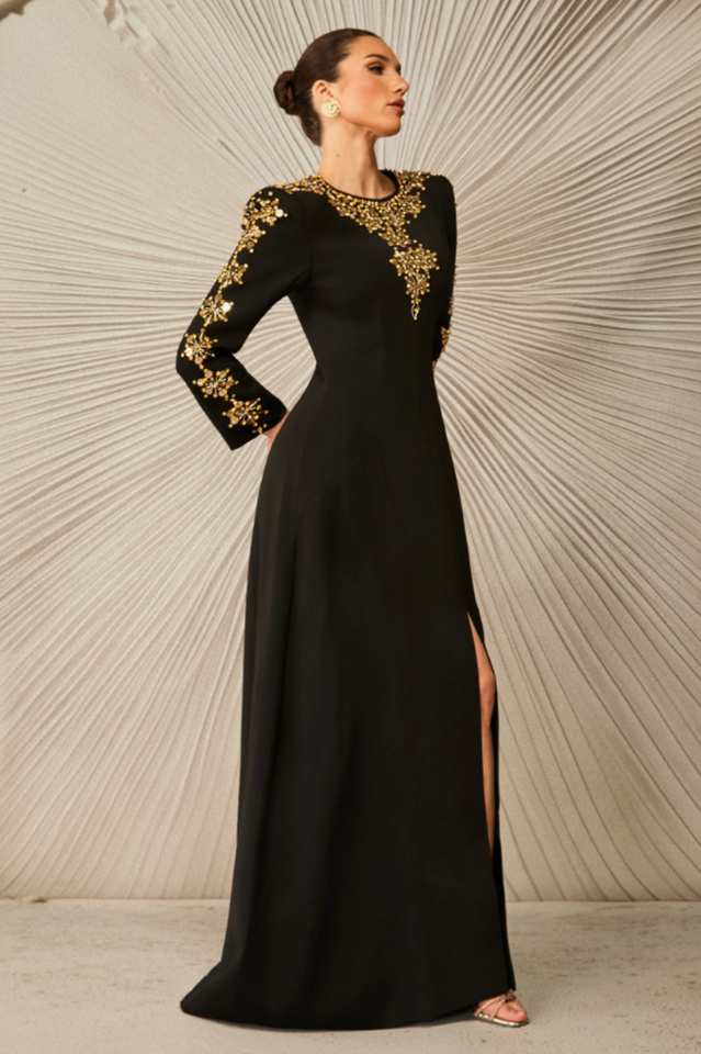 Women's Aria Embellished Long Sleeve Maxi Dress