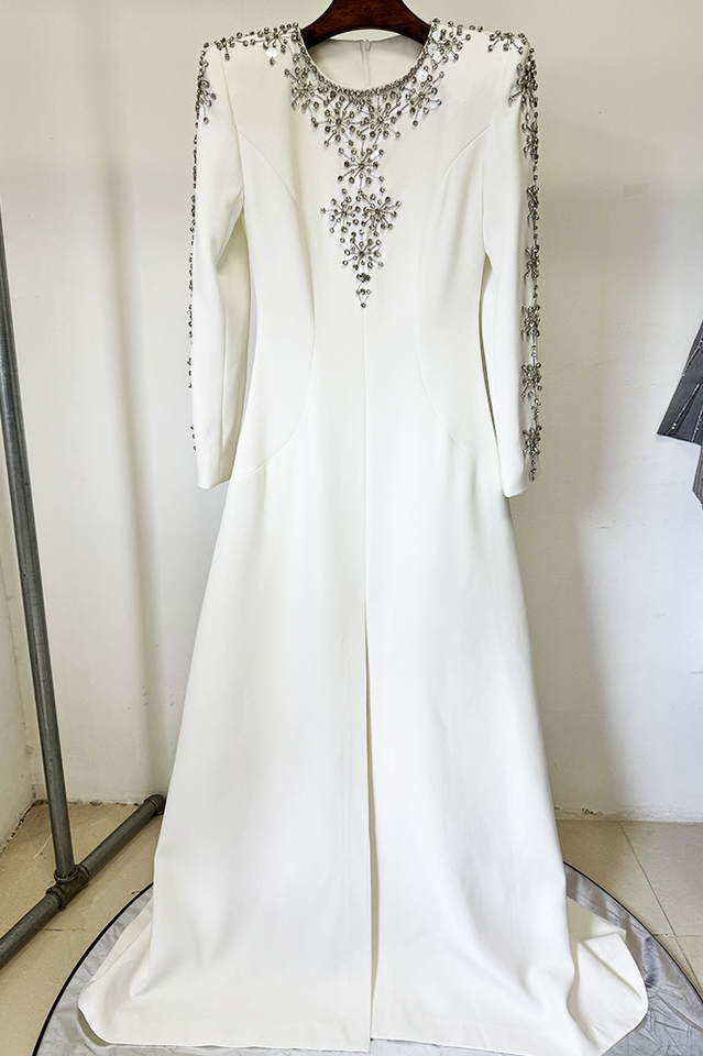 Women's Aria Embellished Long Sleeve Maxi Dress White