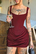 Women's Orchidée Draped Corset Mini Dress Burgundy
