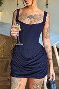 Women's Orchidée Draped Corset Mini Dress Navy