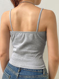Women's Lace Trim Gray Tank Top