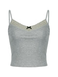 Women's Lace Trim Gray Tank Top