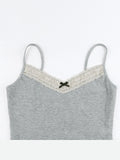 Women's Lace Trim Gray Tank Top