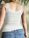 Women's Lace Trim Gray Tank Top