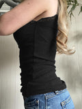 Women's Lace Trim Gray Tank Top