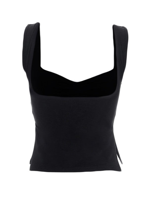 Women's Slit Hem Backless Cropped Tank Top