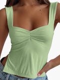 Women's Slit Hem Backless Cropped Tank Top Green