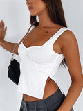 Women's Slit Hem Backless Cropped Tank Top